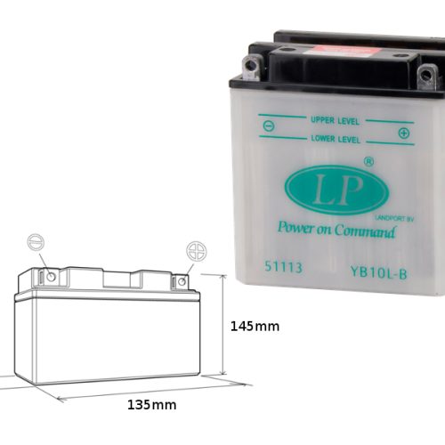 LANDPORT BATÉRIA YB10L-B 12V 11AH 135X90X145 ÚDRŽBA – BEZ ELEKTROLYTU (5)