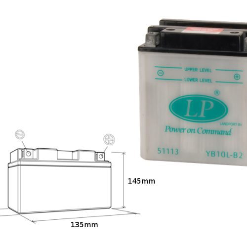 LANDPORT AKUMULÁTOR YB10L-B2 12V 11Ah 136x91x146 ÚDRŽBA – BEZ ELEKTROLYTU (5)