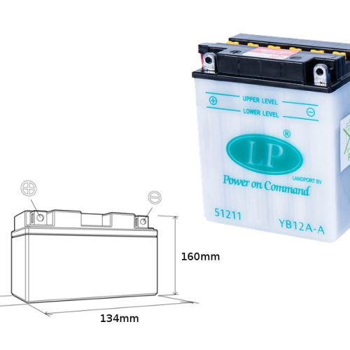 LANDPORT BATÉRIA YB12A-A 12V 12AH 135X81X161 (GB12AA) ÚDRŽBA – BEZ ELEKTROLYTU (5)