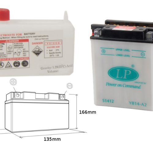 LANDPORT BATÉRIA YB14-A2 12V 14AH 135X91X167 ÚDRŽBA – ELEKTROLYT SAMOSTATNE (4) EU2019/1148