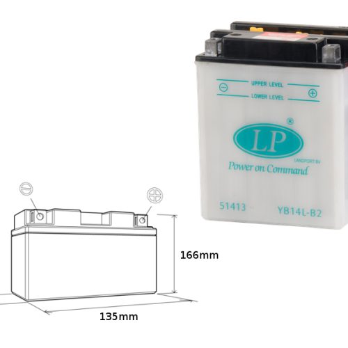LANDPORT AKUMULÁTOR YB14L-B2 12V 14Ah 135x91x167 ÚDRŽBA – BEZ ELEKTROLYTU (5)