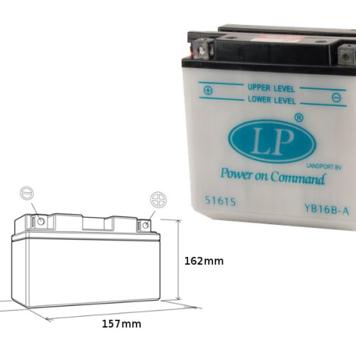 LANDPORT BATÉRIA YB16B-A 12V 16AH (160X90X158) ÚDRŽBA – ELEKTROLYT SAMOSTATNÝ (2) EU2019/1148
