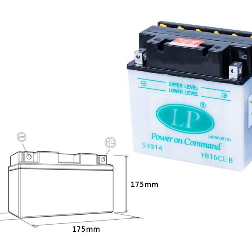 LANDPORT BATÉRIA YB16CLB 12V 19AH 175X100X175 ÚDRŽBA – BEZ ELEKTROLYTU (5)