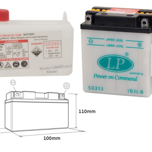 LANDPORT BATÉRIA YB3L-B 12V 3AH 99X57X111 ÚDRŽBA – ELEKTROLYT SAMOSTATNÝ (4) EU2019/1148