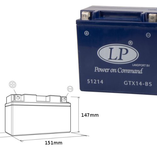 LANDPORT BATÉRIA GÉLOVÁ GTX14-4 12V 12AH 152X88X147 BEZÚDRŽBOVÁ – ZAPLAVENÁ – NAHRADÍ GTX14BS L (4)