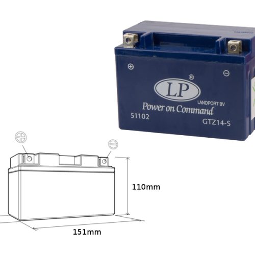 LANDPORT BATÉRIA GÉLOVÁ GTZ14-S 12V 11,2AH 150X85X109 BEZÚDRŽBOVÁ – ZAPLAVENÁ (6)