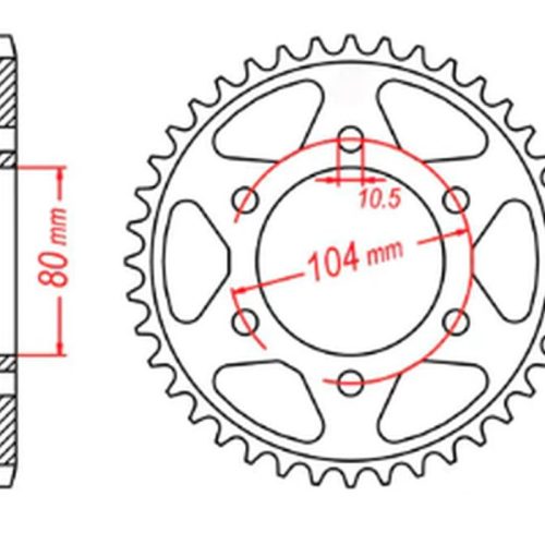 MTX DIELY 2023/03 ZADNÉ KOLO 4359 43 KAWASAKI ZX750R, NINJA, KLZ VERSYS (12-) (JTR1489.43) (REŤAZ. 525) ČIERNA FARBA