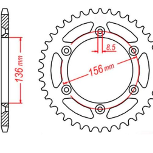 MTX DIELY 2023/03 ZADNÉ KOLO 702 43 HUSQVARNA SM 610 ’08-’09, SUZUKI DR350 ’90-’03, RGV 250 ’91-’96 (JTR822.43) (REŤAZ 520)