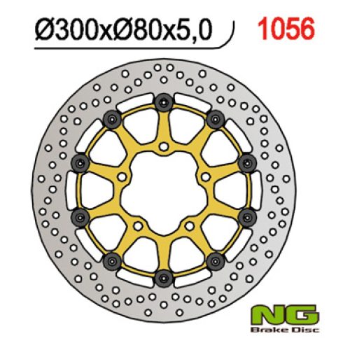 NG PREDNÝ BRZDOVÝ KOTÚČ KAWASAKI ER6 F/N, ZX 10R 04-15, ZX6R 05-18, KLE 650 VERSYS 07-15, Z 750 (300X80X5MM) (5X10,MM) PLÁVAJÚCI