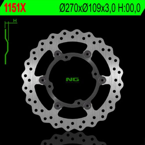 NG BRZDOVÝ KOTÚČ PREDNÝ KAWASAKI KXF 250/450, PLÁVAJÚCI 270MM (270X109X3,0) 4 OTVORY PRIEM. VLNA 9,5 mm