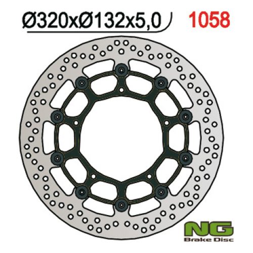 NG BRZDOVÝ KOTÚČ PREDNÝ YAMAHA YZF R1 ’04-’06 / ’15-’16, FZ1 ’06-13, R6 ’20-, V-MAX ’09-16, MT-10 ’16-21 (320X132X5MM) (5X8, 5MM) PLÁVAJÚCI