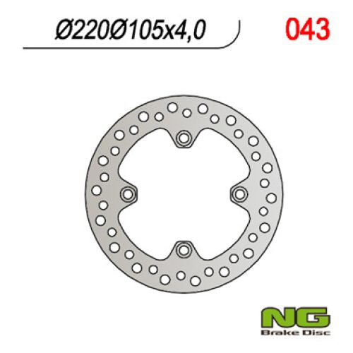 NG KOTOUČ ZADNÝ KOTÚČOVÝ HONDA XL 125V VARADERO ’01-’13, XR 400 ’95-05, XR 250 ’91-04, CBR 125 R ’03-’17, CRF 230 ’07-12, SUZUKI SUZUKI ‘ 15, LTA400, LT-F 400 REAR (220X105X4MM) (4X10,5MM)