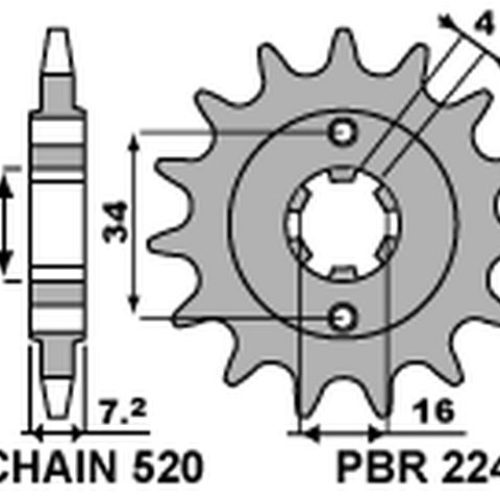 PBR PREDNÉ OZUBENÉ KOLO 2247 13 18NC KTM 125 DUKE 11-16 (-1) (REŤAZ. 520) (JTF1903.13)