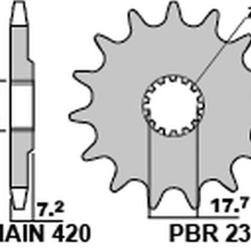 PBR PREDNÉ OZUBENÉ KOLO 2335 14 18NC YAMAHA YZ 65 18-20 (REŤAZ. 420) (JTF1558.14)