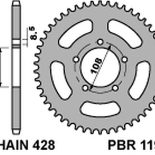 PBR ZADNÉ OZUBENÉ KOLO 1199 49 C45 MZ 125 RT/SM (REŤAZ 428)