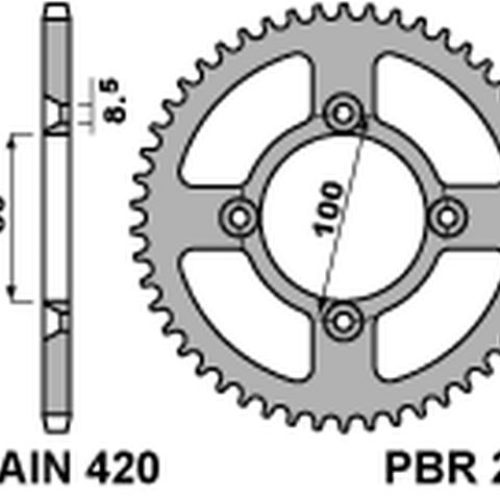 PBR ZADNÉ KOLO 238 46 C45 HONDA CRF 80F 04-13 (REŤAZ.420) (JTR1214.46)