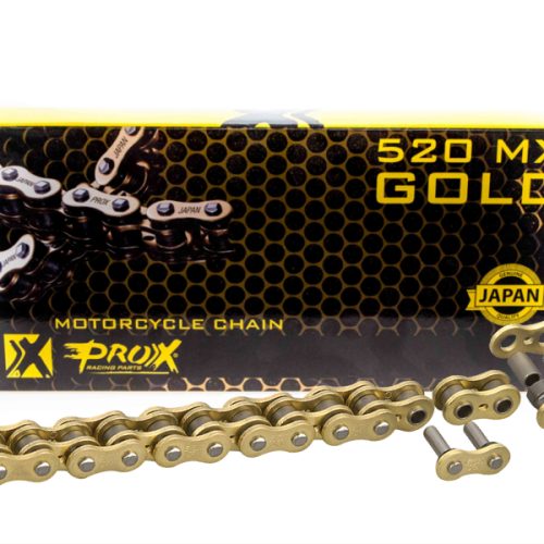 PROX HNACIA REŤAZ 520 MX GOLD (BEZ O-KRÚŽKOV) 120 LINK GOLD (OPEN + CLIP)