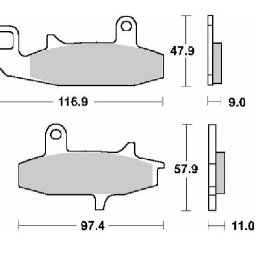 MIX BRZDOVÉ OBLOŽENIE SCHUH KH147 SUZUKI DR 650 90-96, DR 750 88-89, DR 800 88-91, PREDNÁ FARBA ČIERNA