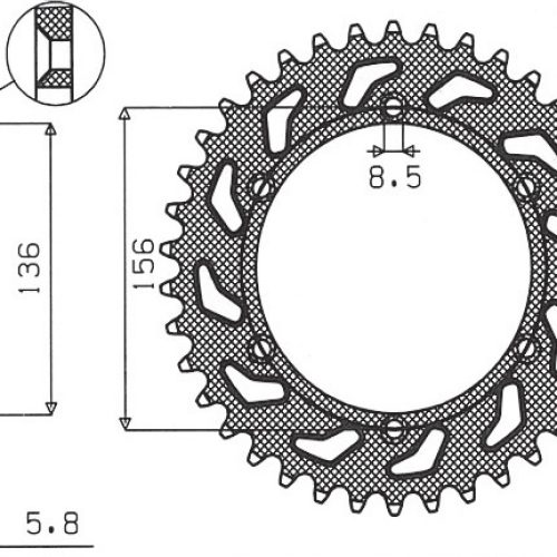 SUNSTAR ZADNÉ OZUBENÉ KOLO 702 44 HUSQVARNA SM 610 (08-09), SUZUKI DR350 (90-03), RGV 250 (91-96) (JTR822.44) (REŤAZ 520) (70244JT)